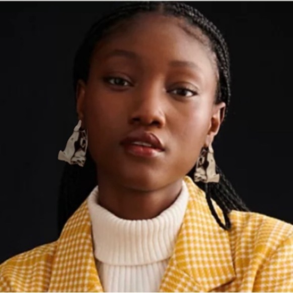 ALEXIS BITTAR • NEW RARE Gold Crumpled Metal 3D Triangle Hoop Hinged Earrings - Picture 6 of 16